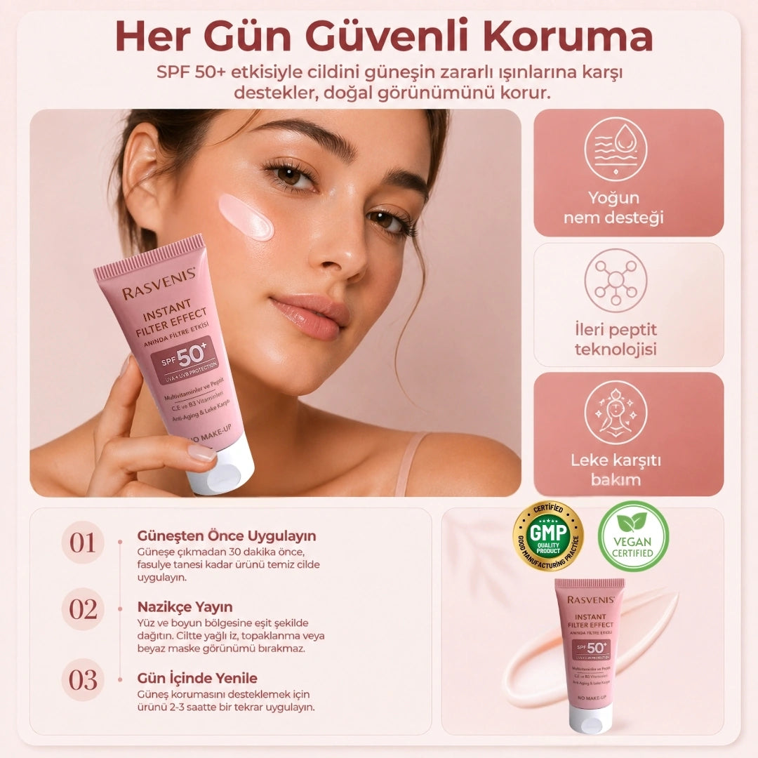 Rasvenis Instant Filter Effect SPF 50+ Güneş Kremi (50 Ml)